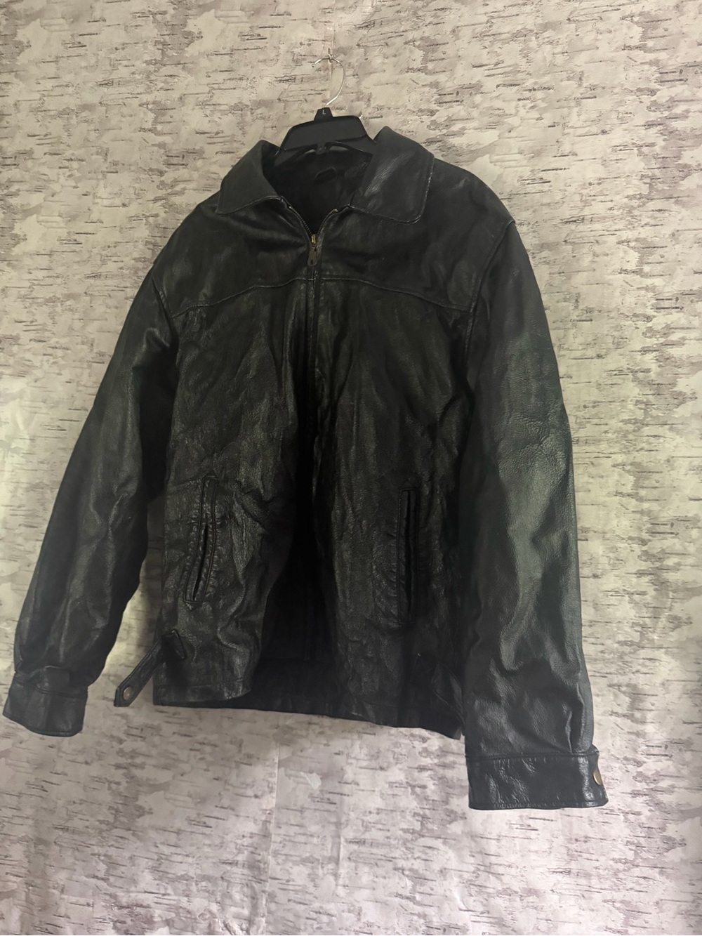 Cougar Black Leather Bomber Jacket